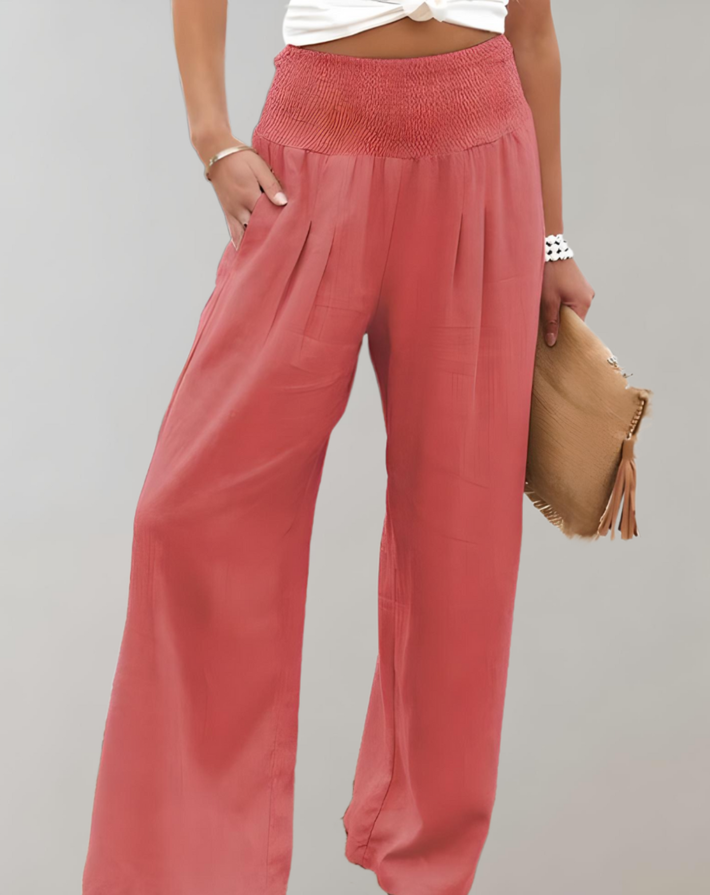 High-waisted wide flared trousers 