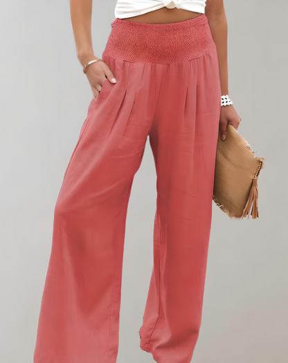 High-waisted wide flared trousers 