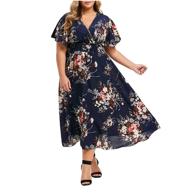 Clara™ - Long dress for women made of floral chiffon