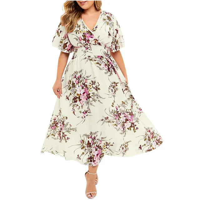 Clara™ - Long dress for women made of floral chiffon