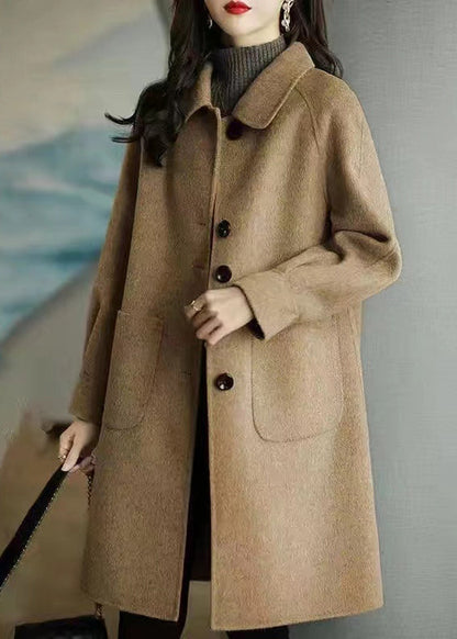 Sherry™ - Khaki Button Pockets Patchwork Thick Wool Coats Autumn [Last Day Discount]