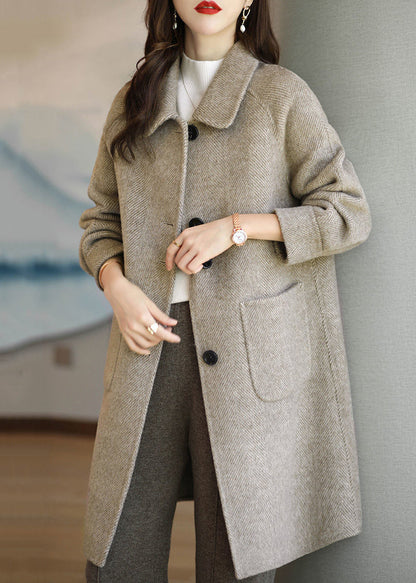 Sherry™ - Khaki Button Pockets Patchwork Thick Wool Coats Autumn [Last Day Discount]