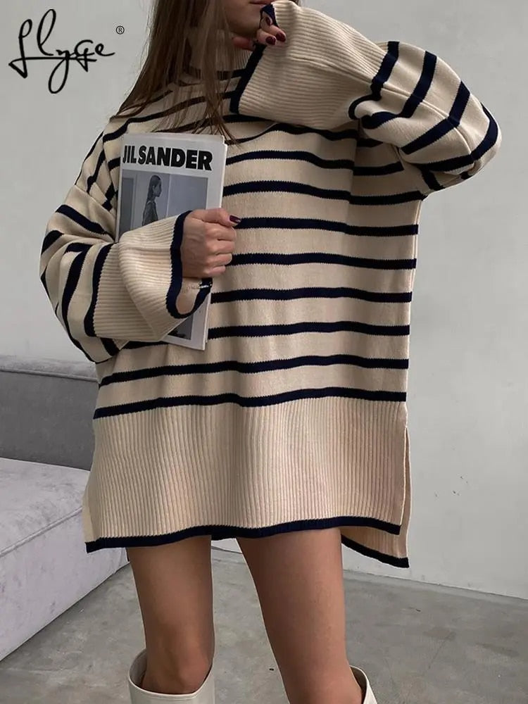Clarice™ - Striped turtleneck sweater
