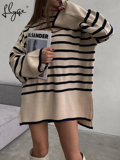 Clarice™ - Striped turtleneck sweater