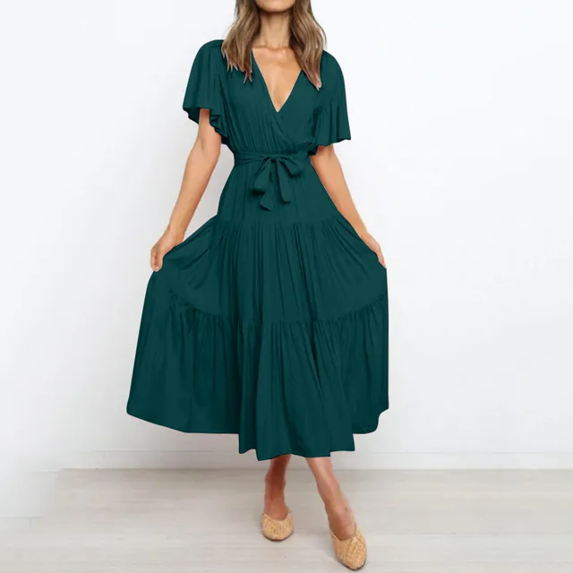 Klara™ - Maxi dress with deep V-neck