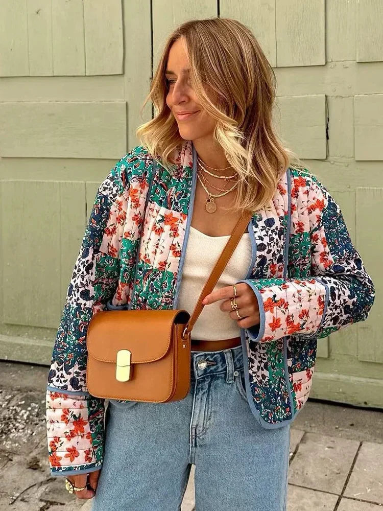 Gisela™ - Winter coat with floral pattern