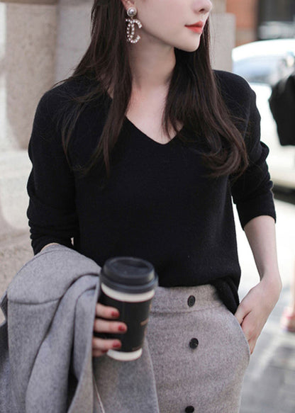 Noemi™ - Italian Rose V-Neck Warm Wool Knit Top Autumn