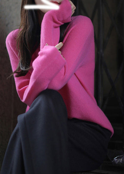 Noemi™ - Italian Rose V-Neck Warm Wool Knit Top Autumn
