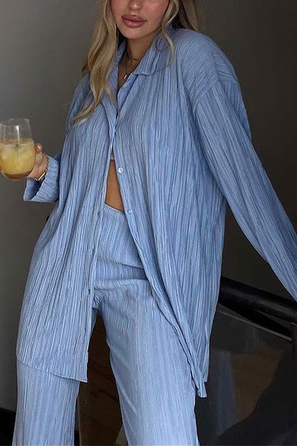 Gladys™ - Plain slim fit leisure suit with perforated pattern [Last day discount]