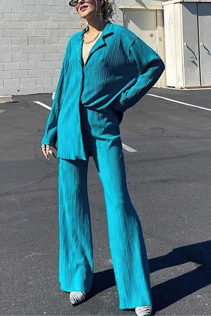 Gladys™ - Plain slim fit leisure suit with perforated pattern [Last day discount]