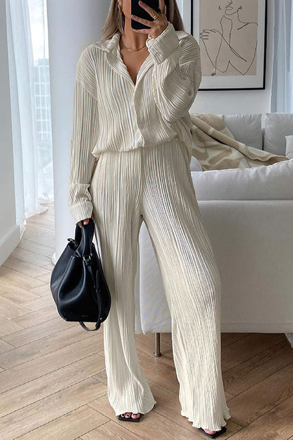 Gladys™ - Plain slim fit leisure suit with perforated pattern [Last day discount]