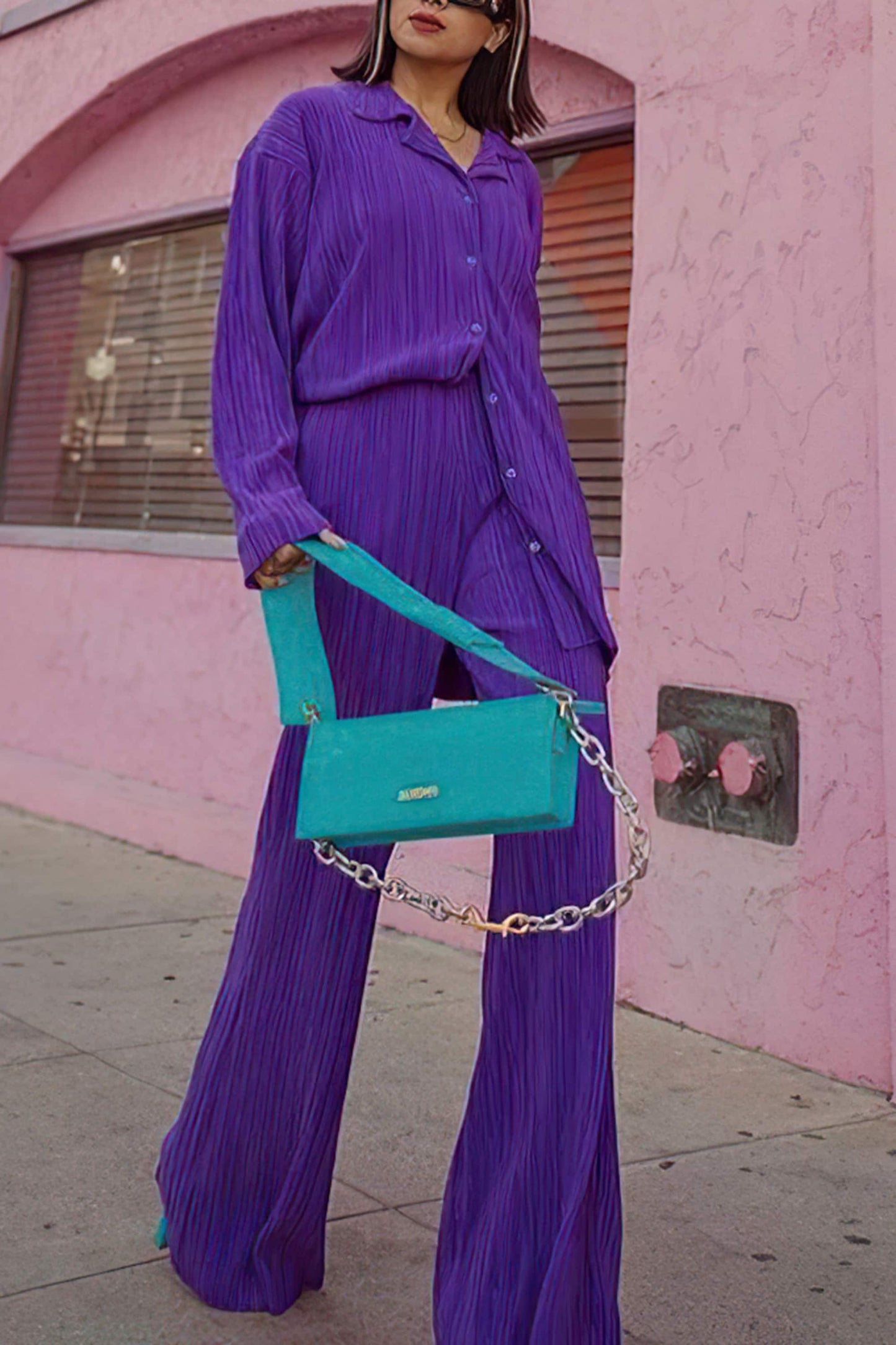 Gladys™ - Plain slim fit leisure suit with perforated pattern [Last day discount]