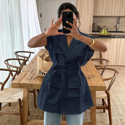 Lavelle™ - White cotton sleeveless shirt