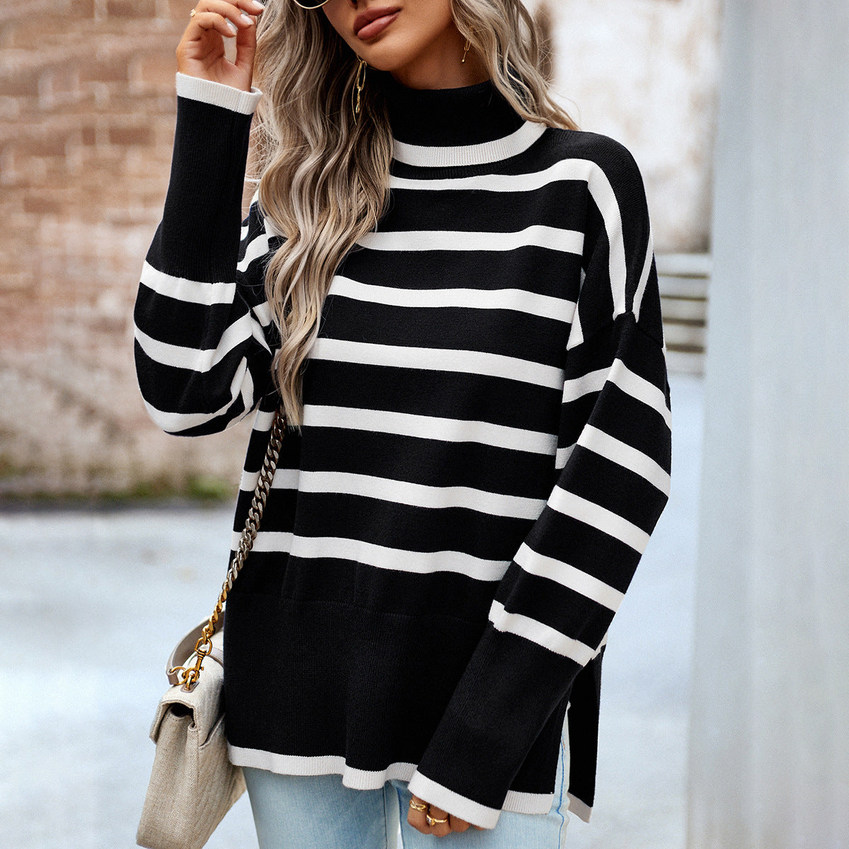 Paysley™ – Striped turtleneck winter sweater