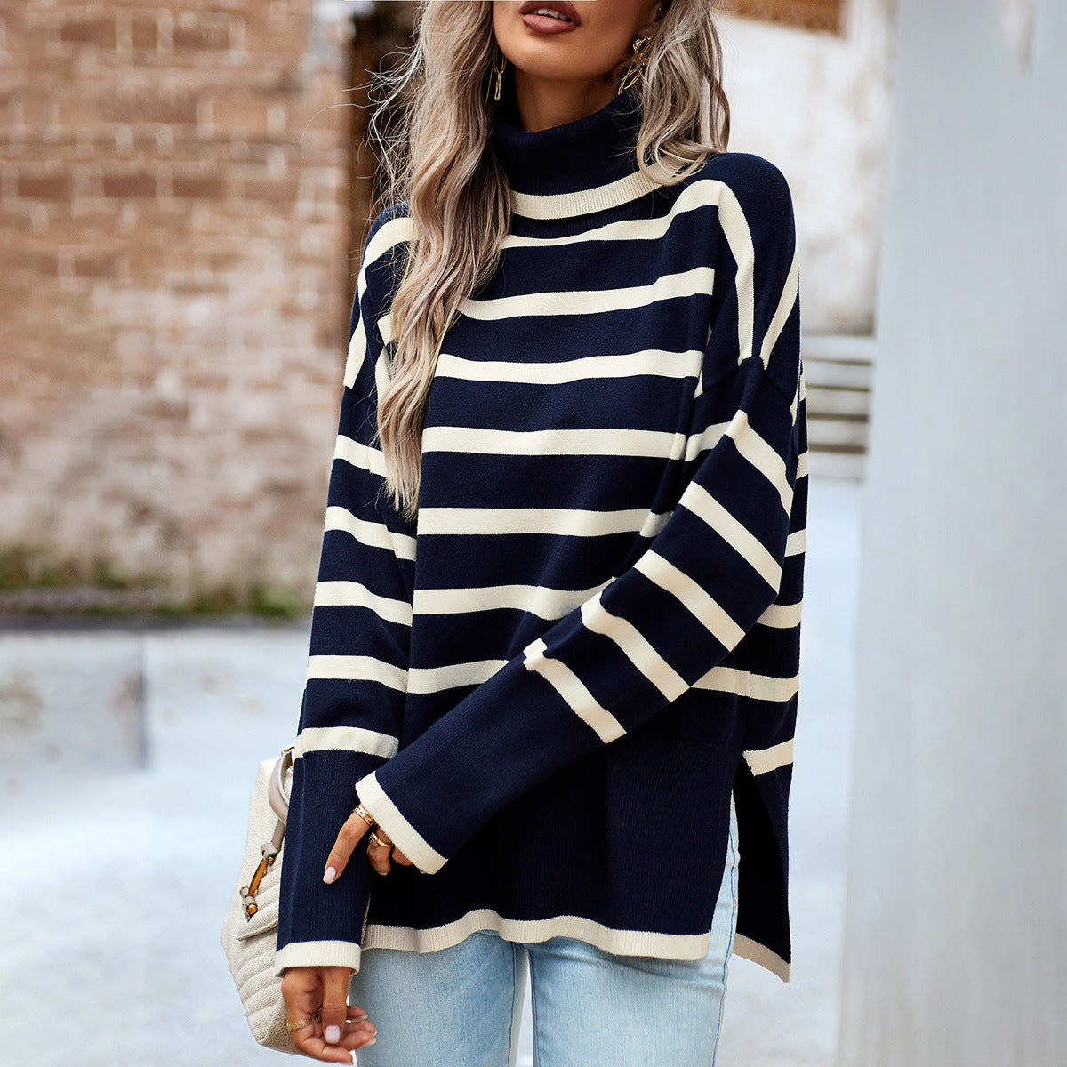 Paysley™ – Striped turtleneck winter sweater