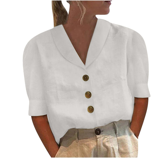 Joan™ - Collared top with buttons