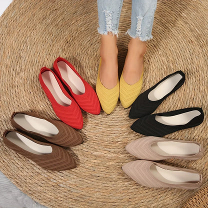 Veronica™ - Knitted pointed toe flats for women