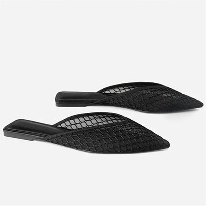 Veronica™ - Flat mules with mesh pattern