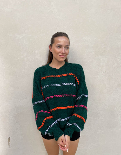 Leilany™ - Oversized sweater with neon stitching