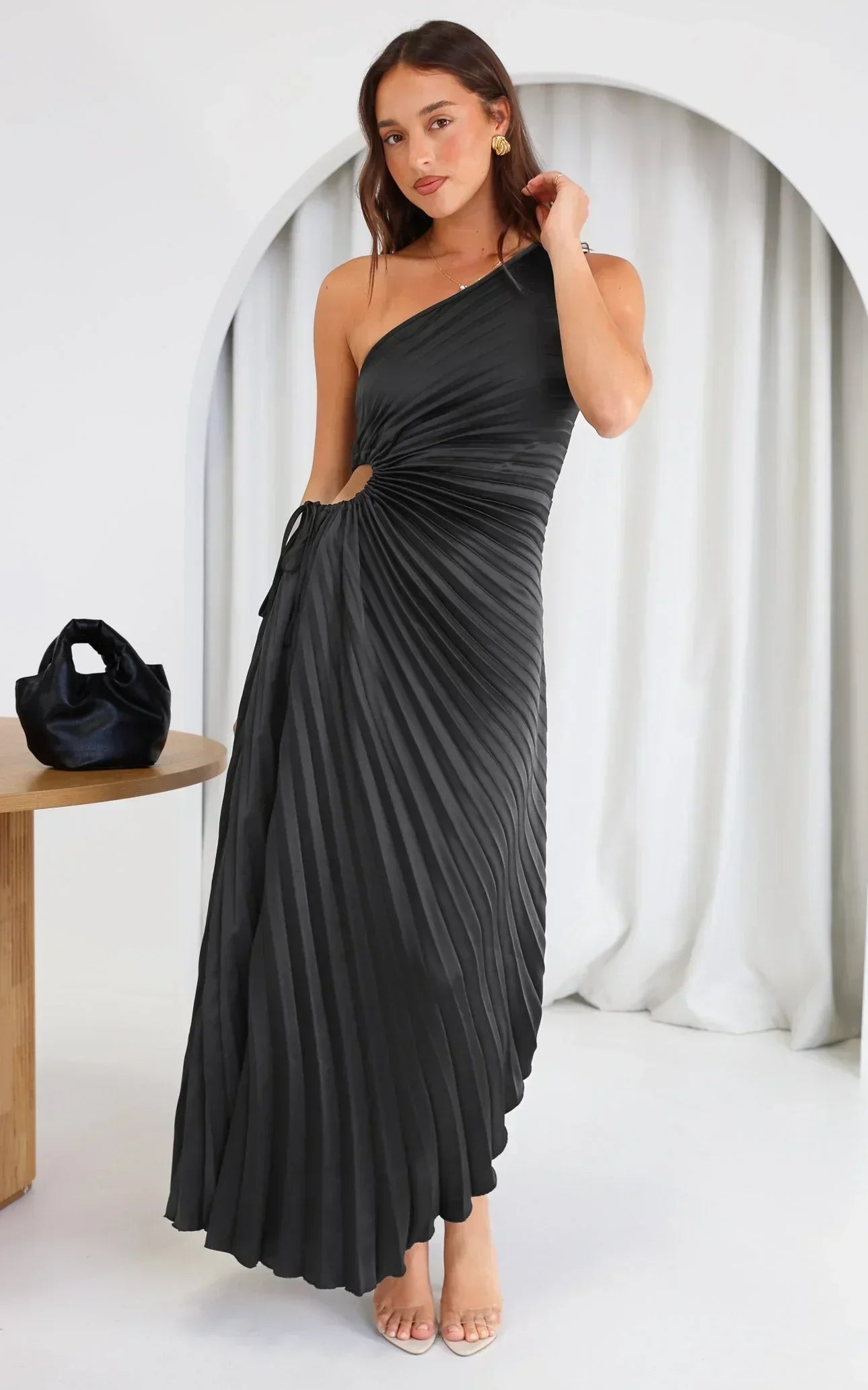 Gianna | One-Shoulder Pleated Midi Dress