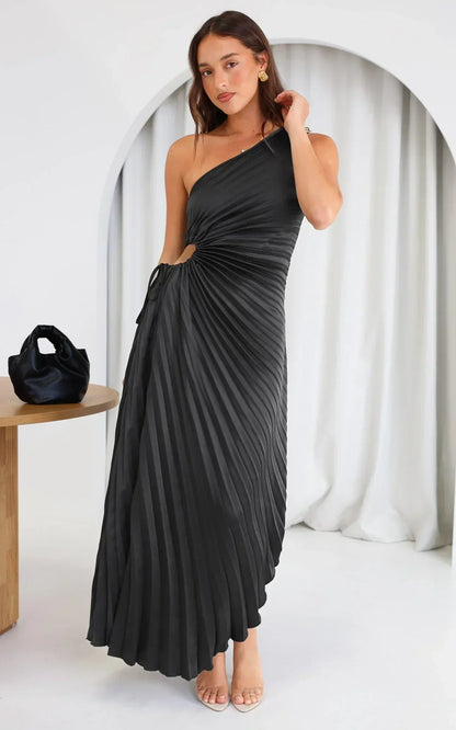 Gianna | One-Shoulder Pleated Midi Dress
