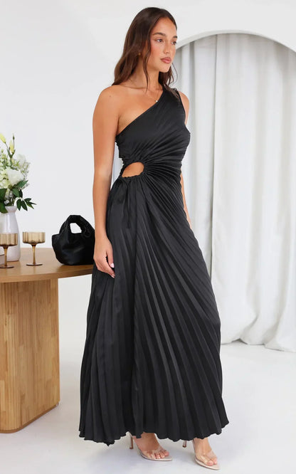 Gianna | One-Shoulder Pleated Midi Dress