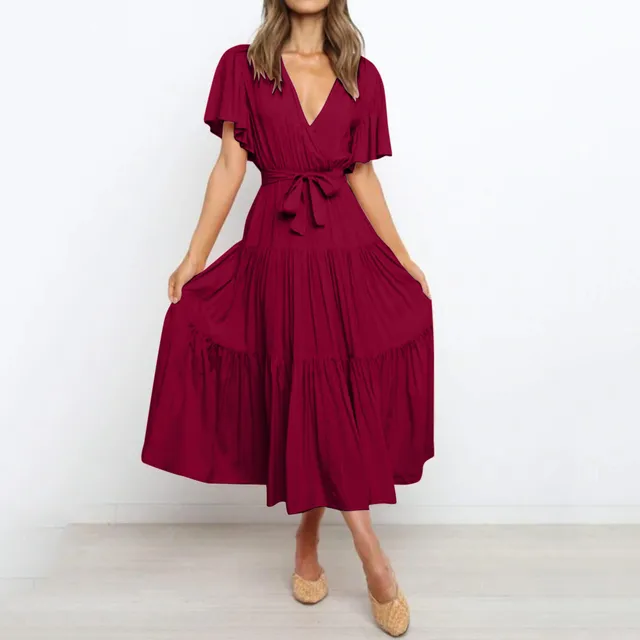 Klara™ - Maxi dress with deep V-neck