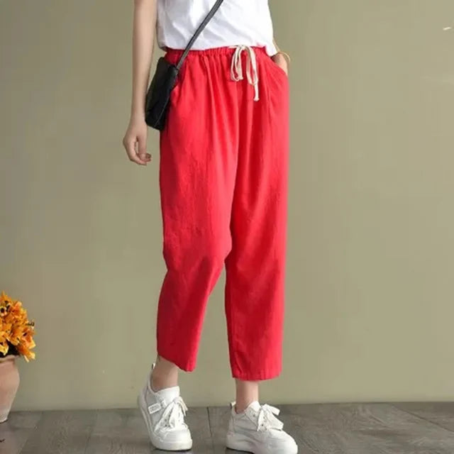 Sophia™ - Retro linen-cotton trousers with pockets