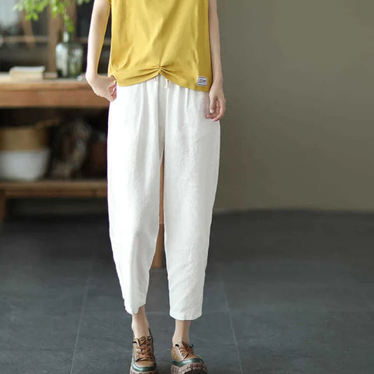 Sophia™ - Retro linen-cotton trousers with pockets