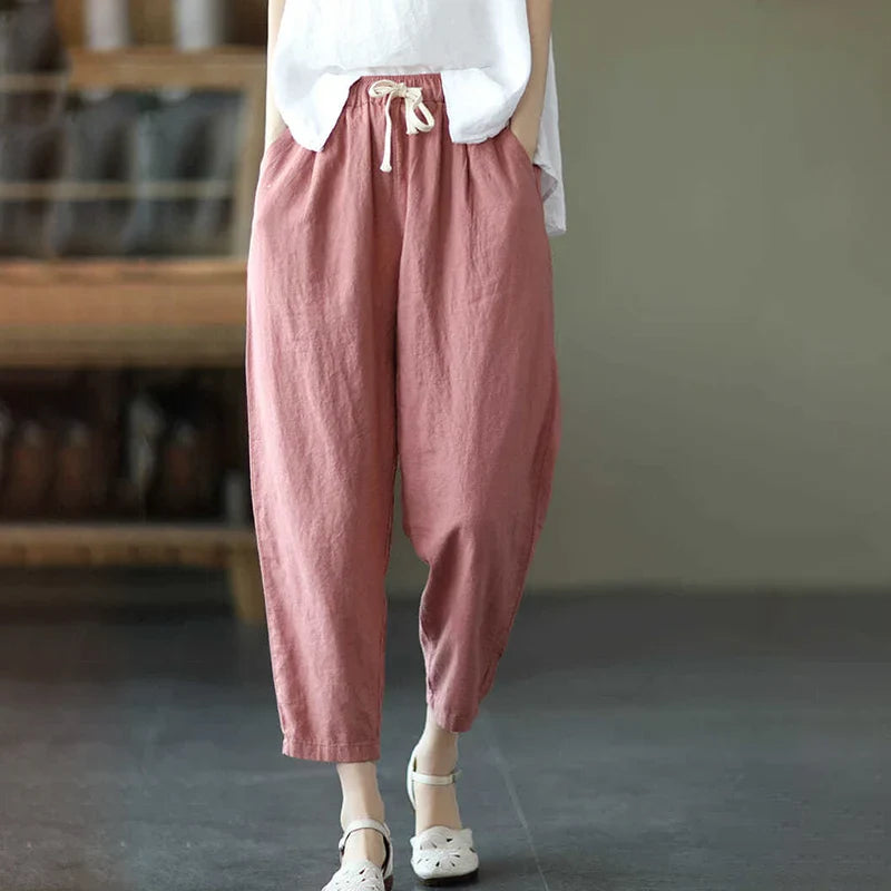 Sophia™ - Retro linen-cotton trousers with pockets