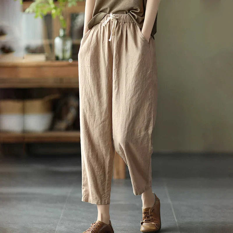 Sophia™ - Retro linen-cotton trousers with pockets