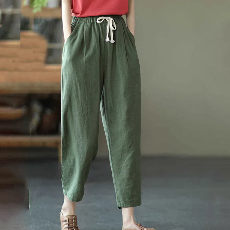 Sophia™ - Retro linen-cotton trousers with pockets