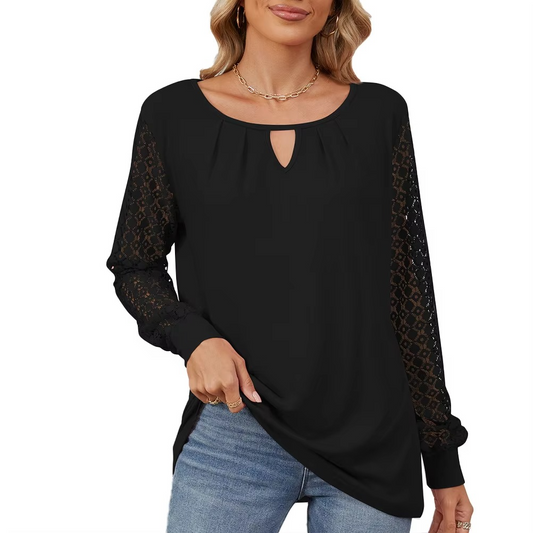 Oswald | Fashionable long-sleeved top with lace details