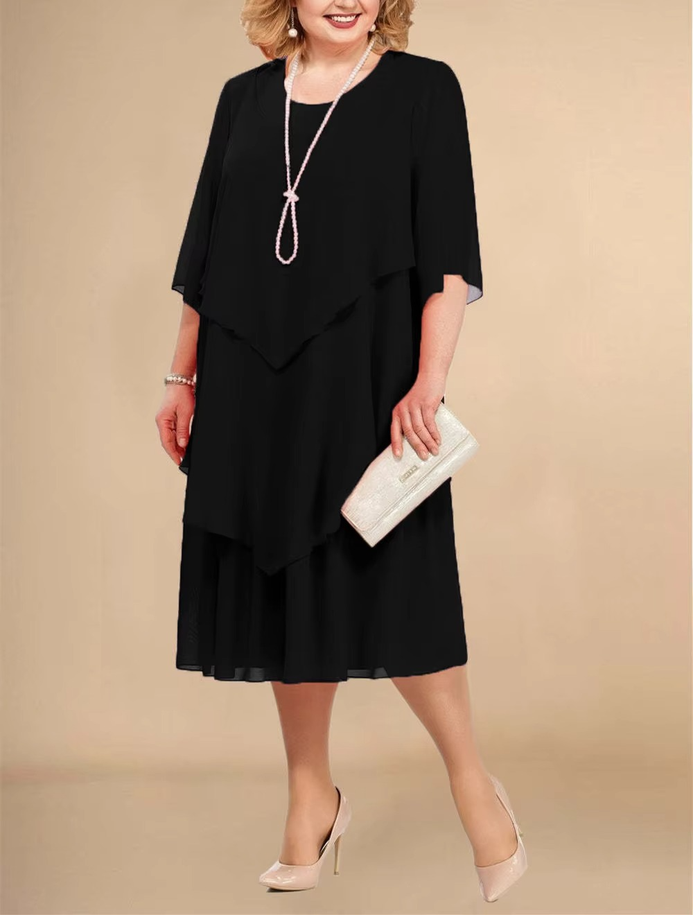 Oswald | Elegant chiffon dress with layered look