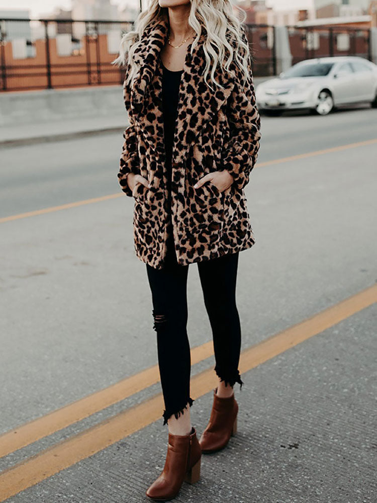 Anneliese™ - Autumnal leopard faux fur coat