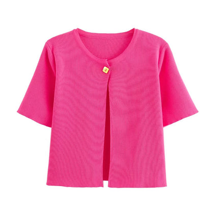 Elena | Elegant Gebreid Korte Mouwen Cardigan