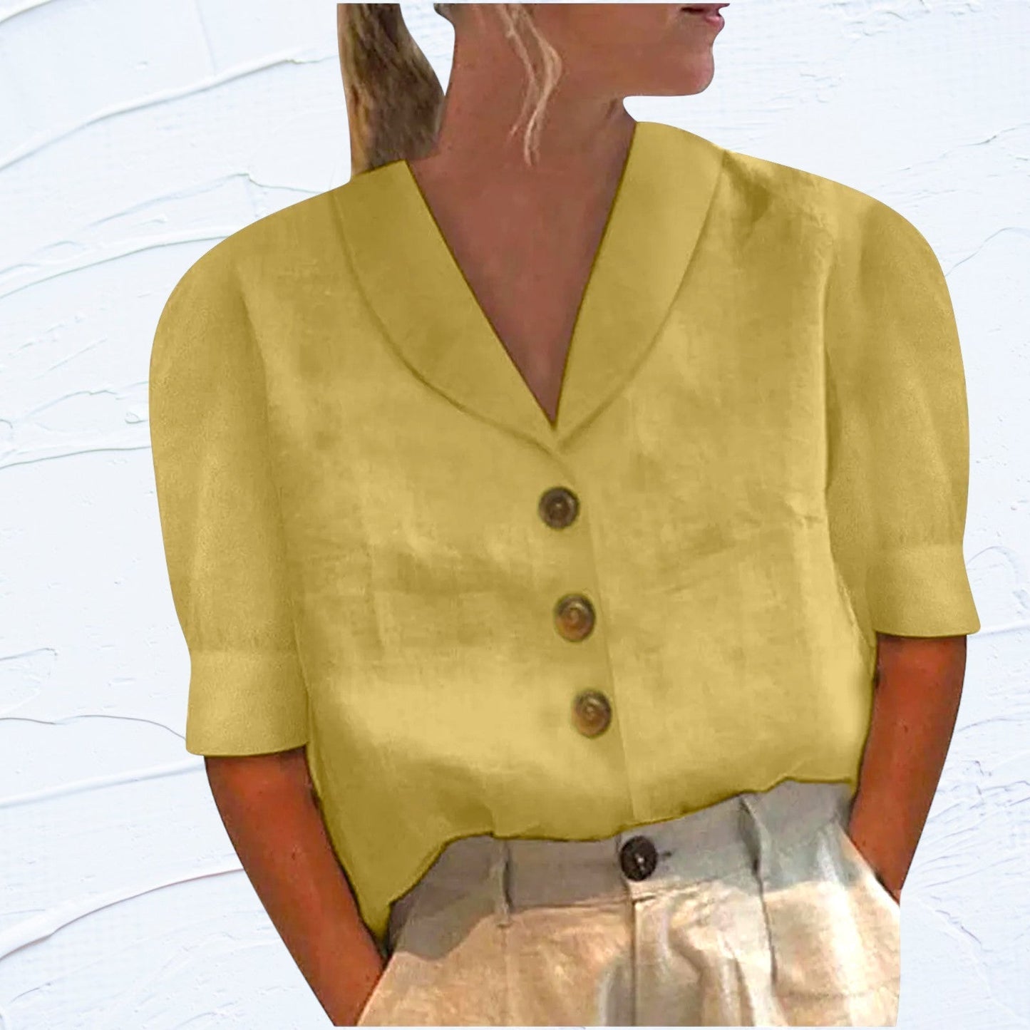 Joan™ - Collared top with buttons
