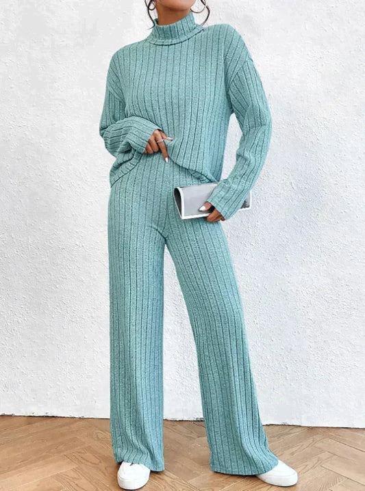 Margaux™ - Knitted trousers and turtleneck sweater for women