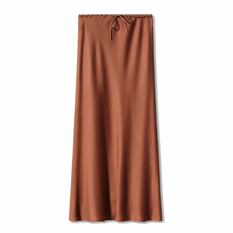 Clara™ - High-waisted satin maxi skirt