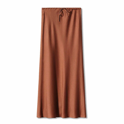 Clara™ - High-waisted satin maxi skirt