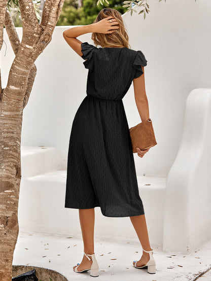 Bertha | Elegant midi dress with ruffled sleeves