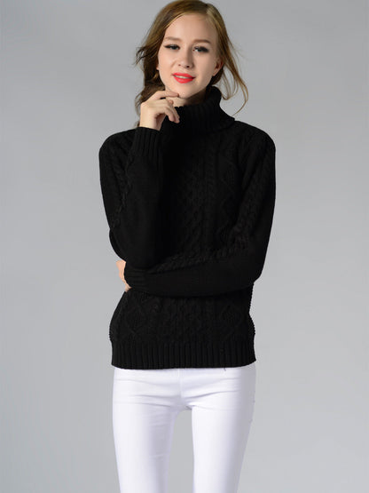 Celina™ - Women's long-sleeved cable-knit turtleneck sweater