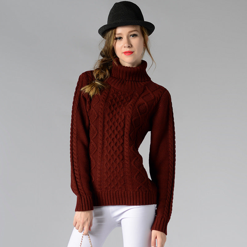 Celina™ - Women's long-sleeved cable-knit turtleneck sweater