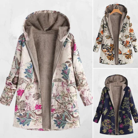 Clarissa™ - Oversized printed hooded long-sleeved coat