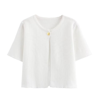 Elena | Elegant Gebreid Korte Mouwen Cardigan