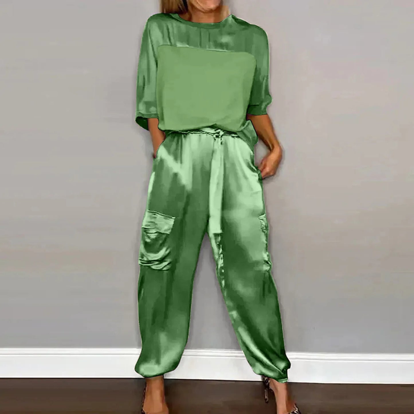 Elaina™ - Satin Two-Piece Lounge Set