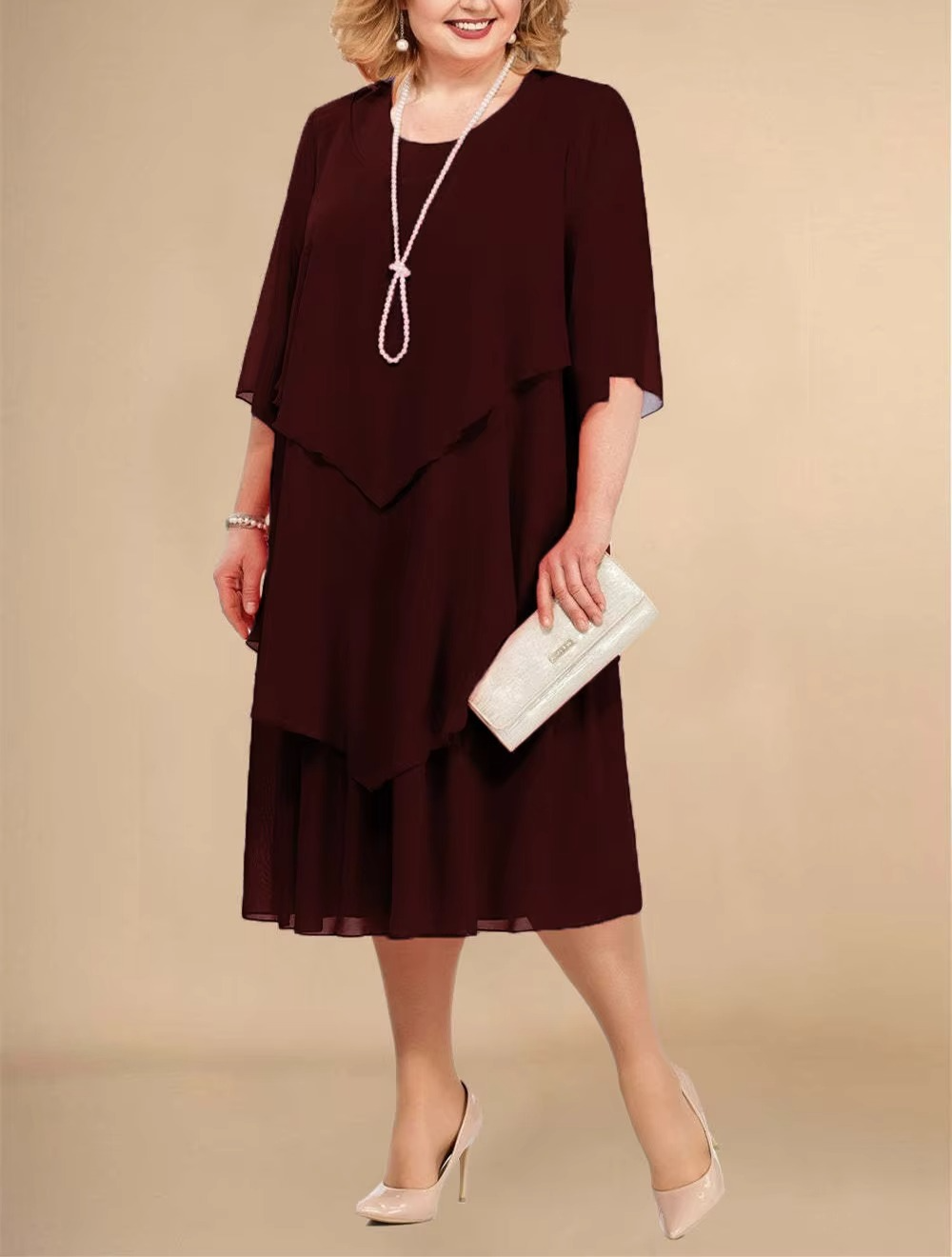 Oswald | Elegant chiffon dress with layered look
