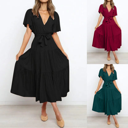 Klara™ - Maxi dress with deep V-neck