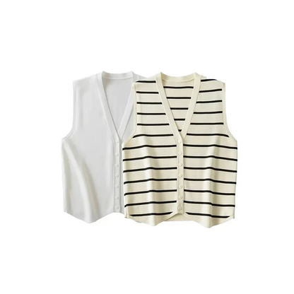 Lavelle™ - Striped Knitted Vest Sweater
