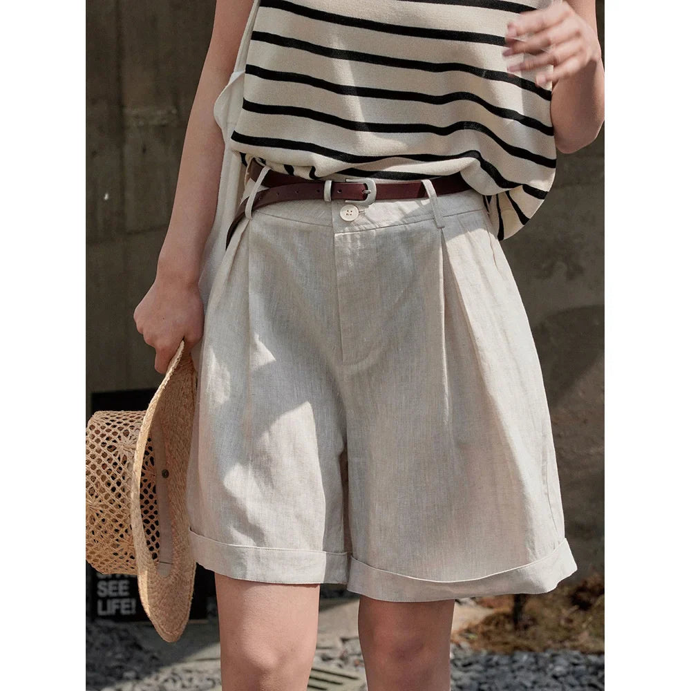 Lavelle™ - Wavy linen shorts
